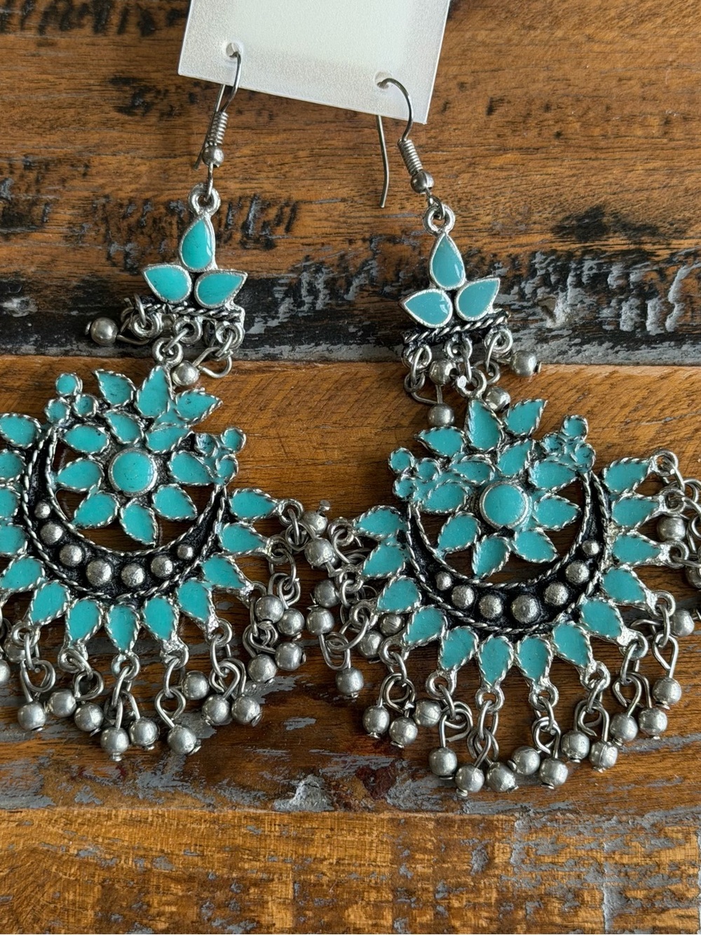 Turquoise Floral Boho Drop Earrings - Women Jewelry